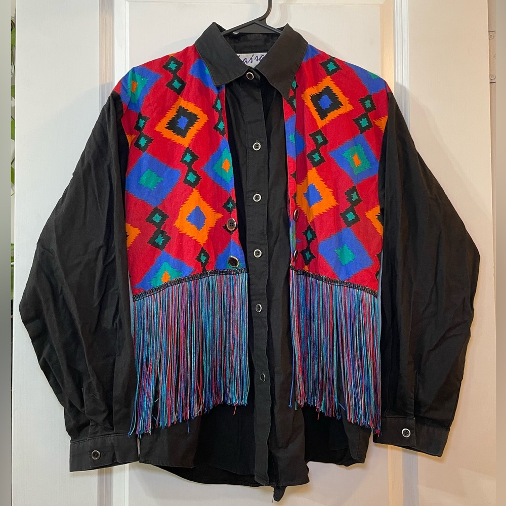 1980s western Saisa button down with attached vest